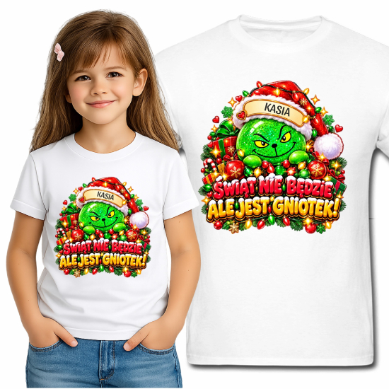 Koszulka GNIOTEK GRINCH ŚWIĄT NIE BĘDZIE squishy personalizowana Z NAPISEM imieniem MG64
